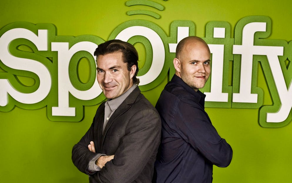 Die beiden Spotify-Gründer Martin Lorentzon (links) und Daniel Ek (rechts). Der Streamingdienst hat bekannt gegeben, dass mindestens 600 Stellen abgebaut werden.