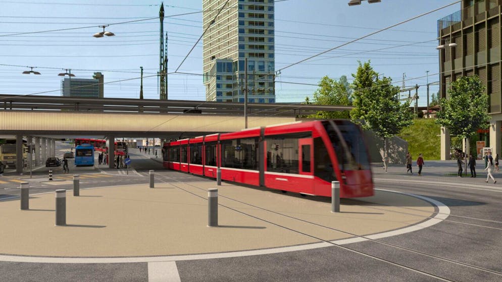 In Ostermundigen soll in einigen Jahren ein Tram verkehren. (Visualisierung Bernmobil)
