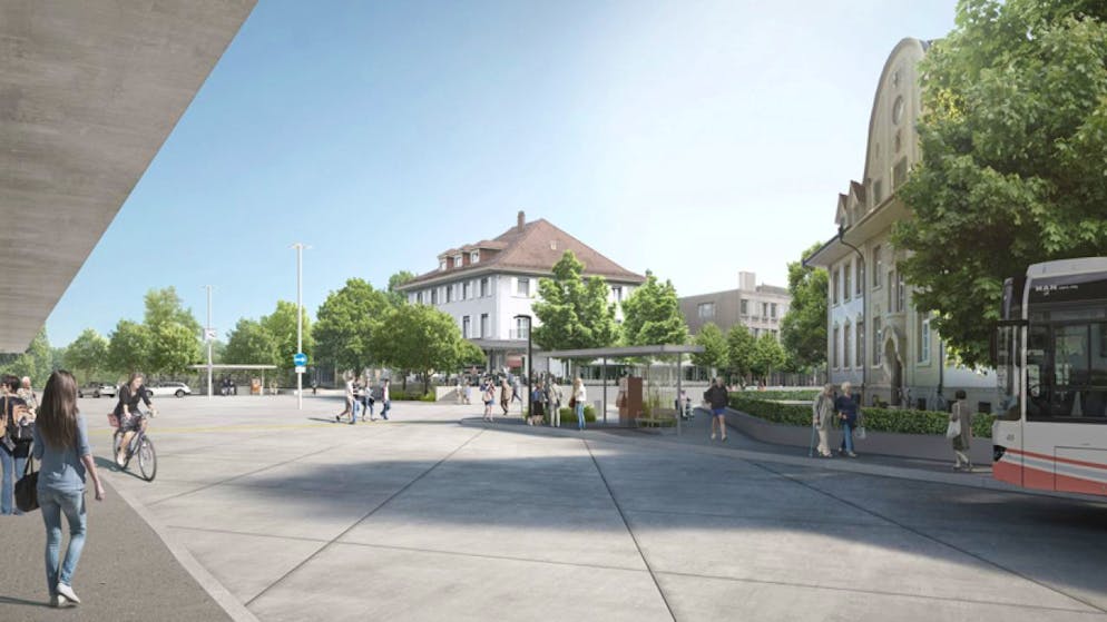 So soll einer der neuen Bahnhofplätze in Langenthal dereinst aussehen.