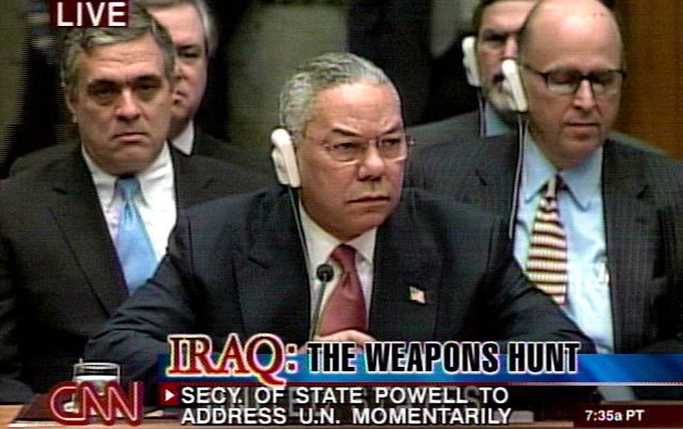 Colin Powells Körpersprache im Un Sicherheitsrat 2003