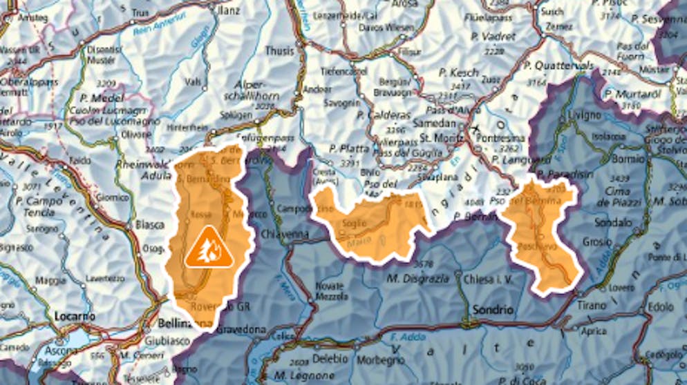 In den Bündner Südtälern und im Tessin herrscht Waldbrandgefahr der Stufe 3.
