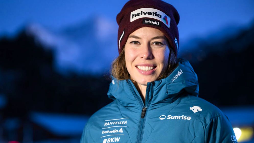 Michelle Gisin zeigt sich mit ihren jüngsten Resultaten zufrieden.