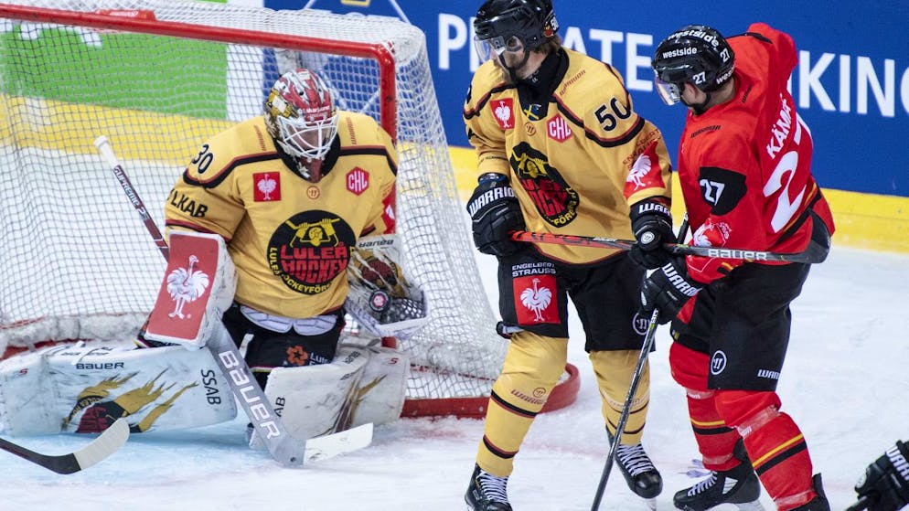 David Rautio, damals noch Lulea-Goalie, beim Duell gegen den SC Bern in der Champions Hockey League
