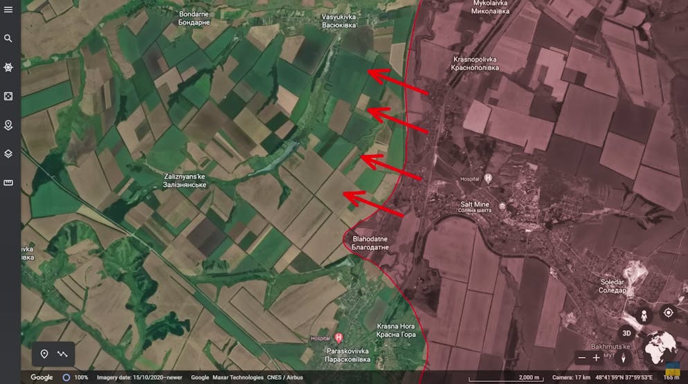 Russischer Durchbruch nördlich von Bachmut. Nach der Einnahme von Soledar ging es für Russland Richtung Westen nicht weiter. Die Verteidiger dort sitzen erhöht und ein Fluss bremst Angreifer aus. Wie der YouTube-Kanal <a target="_blank" rel="nofollow" href="https://www.youtube.com/watch?v=SFDTmyrGNLc">Reporting from Ukraine</a> zeigt, hat der Kreml nun die Front geflutet ...