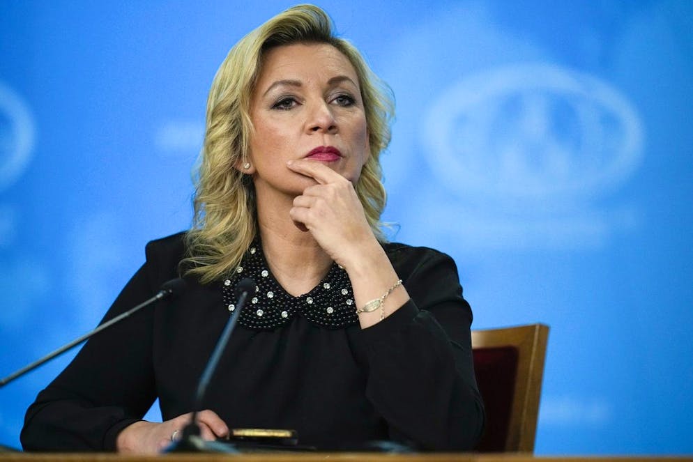 Russian Foreign Ministry spokeswoman Maria Zakharova attends Russian Foreign Minister Sergey Lavrov's annual news conference in Moscow, Russia, Wednesday, Jan. 18, 2023. (AP Photo/Alexander Zemlianichenko)