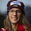 Camille Rast from Switzerland poses for a portrait at a press conference prior the FIS Alpine Ski World Cup season in Soelden, Austria, on Thursday, October 20, 2022. The Alpine Skiing World Cup season 2022/23 will be opened this weekend in Soelden, the traditional start of the FIS Ski World Cup. (KEYSTONE/Gian Ehrenzeller)