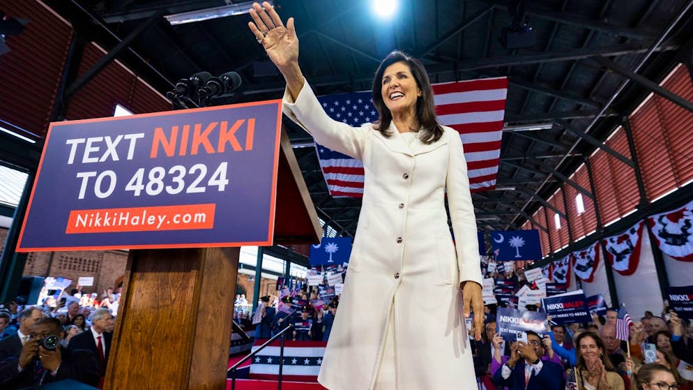 Die frühere US-amerikanische UN-Botschafterin Haley hat offiziell ihren Präsidentschaftswahlkampf begonnen und einen Generationswechsel in der politischen Führung des Landes gefordert. Foto: Mic Smith/AP/dpa