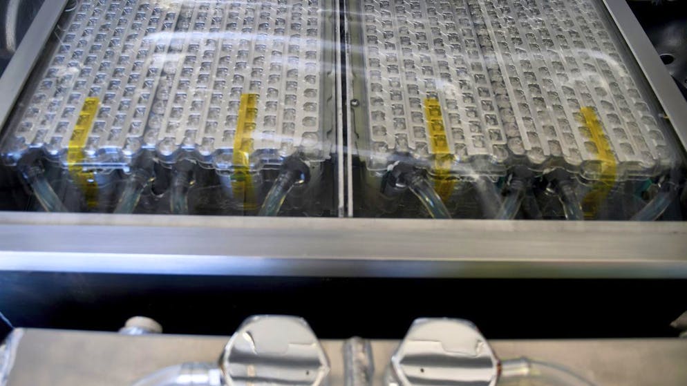 Tesla-Batterien. Die Batterie ist das wichtigste und teuerste Bauteil eines Elektroautos. (Symbolbild)
