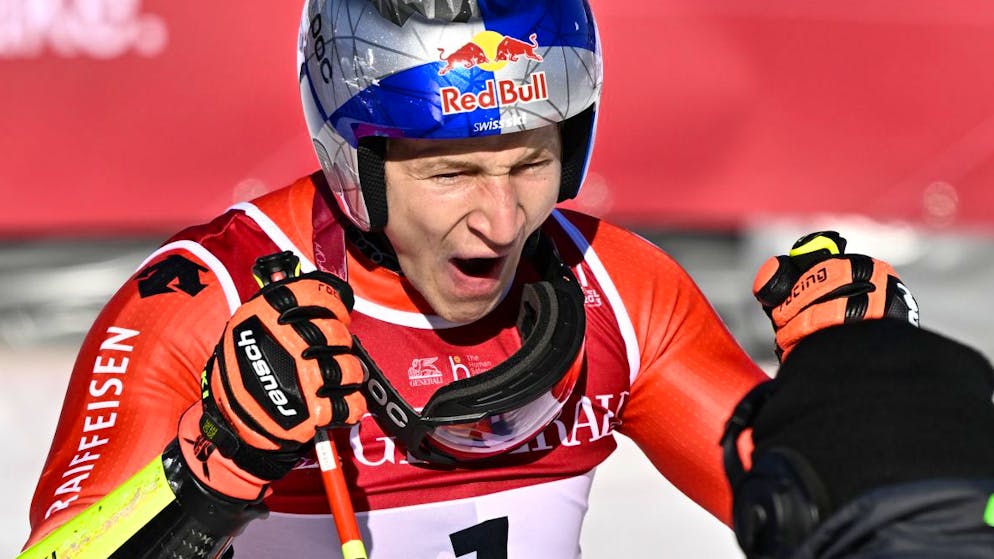 Marco Odermatt - Jubel nach dem "Blindflug" im zweiten Lauf.