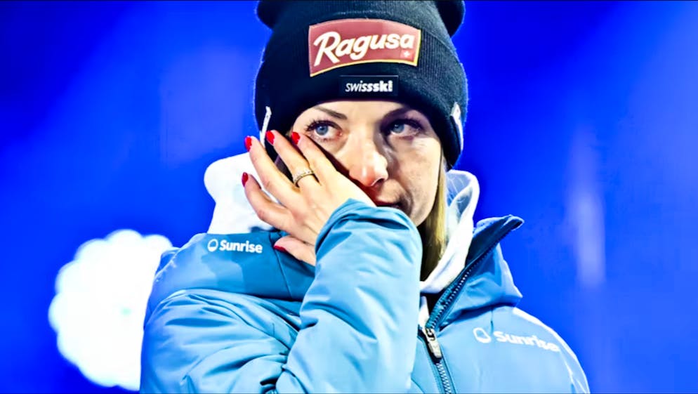 Lara Gut-Behrami konnte ihre Emotionen am Donnerstagabend nach dem Riesenslalom nicht verbergen.