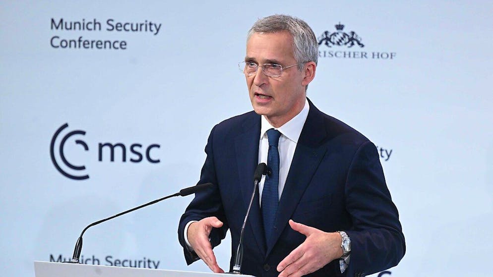 Nato-Generalsekretär Jens Stoltenberg spricht bei der Münchner Sicherheitskonferenz. Foto: Felix Hörhager/dpa