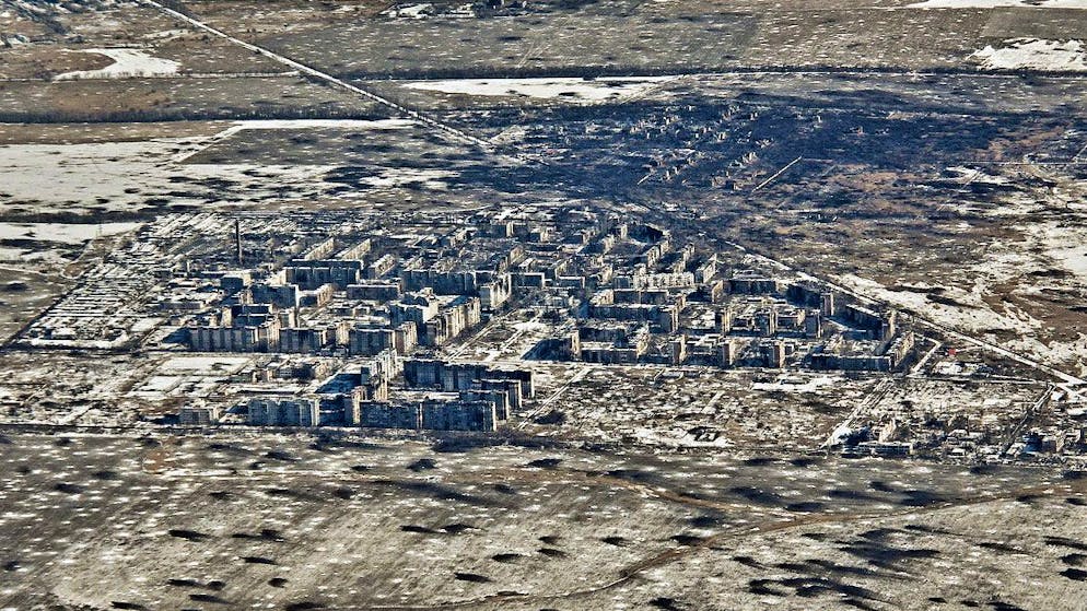 Luftaufnahme der Stadt Wuhledar vom 10. Februar 2023