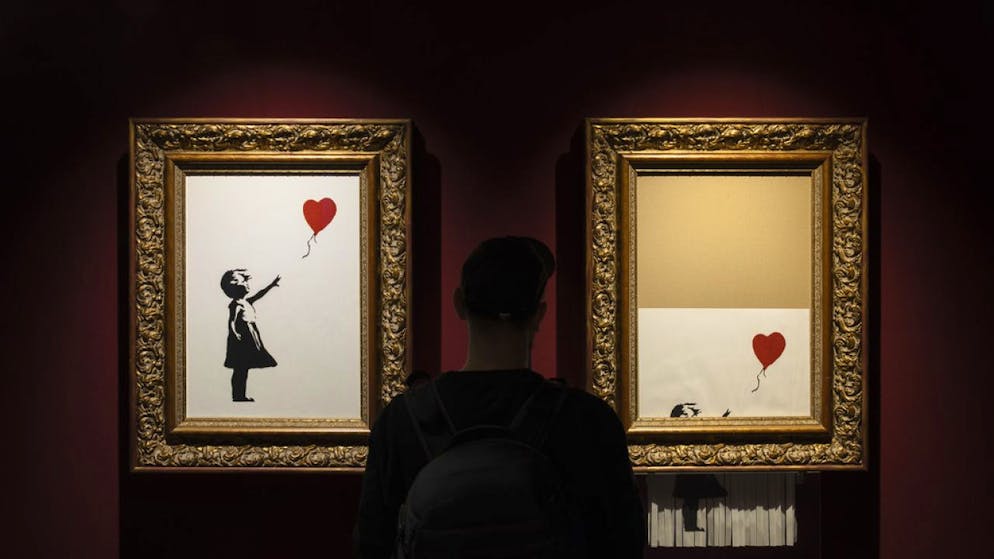 Die Werke des britischen Streetart-Künstlers Banksy (hier "Das Mädchen mit Ballon") in der Ausstellung "The Mystery of Banksy" sind Repliken. In Kombination mit viel Hintergrundmaterial entfalten sie trotzdem ihre ursprüngliche Kraft.