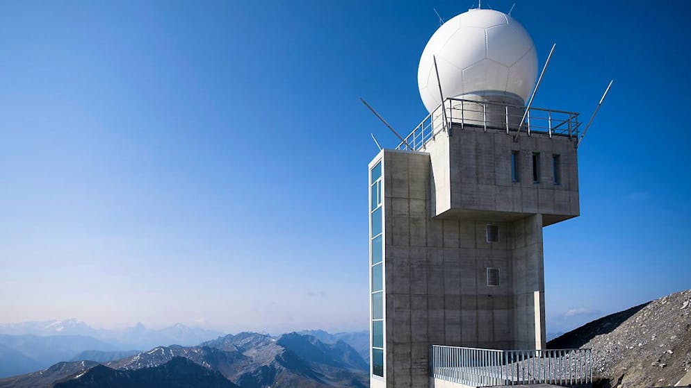 Noch nie lag zur selben Jahreszeit auf dem Weissfluhjoch sowenig Schnee wie in diesem Februar. Bild zeigt Wetterradar im September 2017.