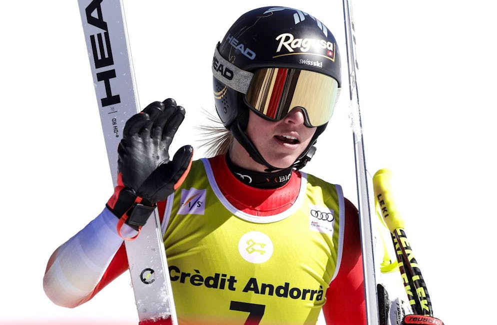 Lara Gut-Behrami al traguardo di El tarter, in Andorra