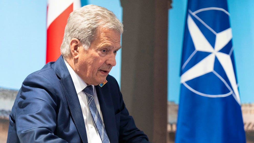 Finnlands Präsident Sauli Niinistö bei einem Nato-Gipfel in Madrid. 