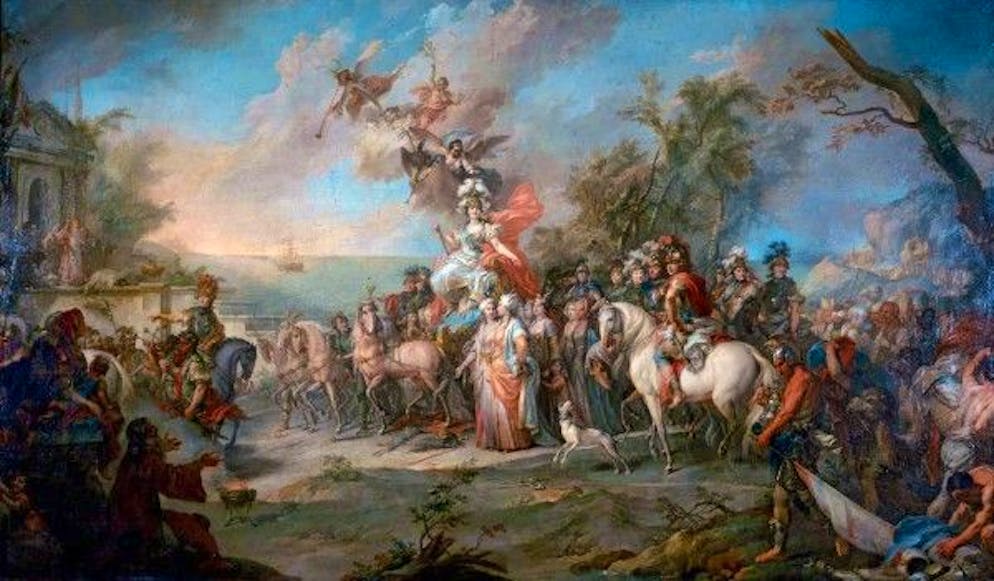 Caterina la Grande vittoriosa nella guerra contro i turchi. Dipinto di Stefano Torelli del 1772.
