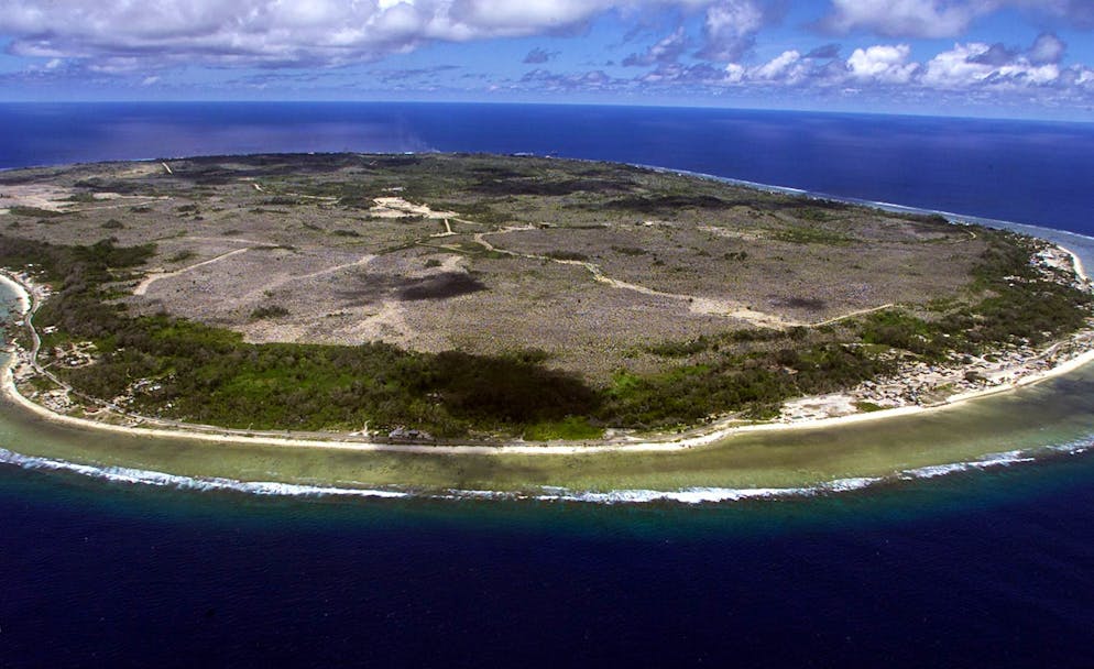Nauru aus der Luft: Von Pleasant Island ist nicht mehr viel übrig.