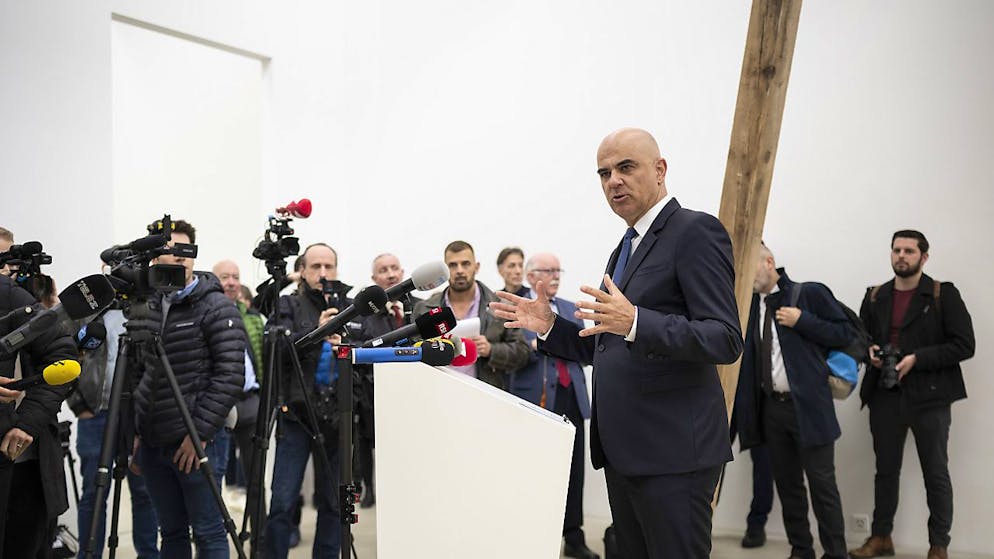 Il presidente della Confederazione Alain Berset prima della riunione extra muros del Consiglio federale al Museo d'arte di  Winterthur.