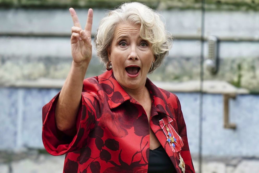 Emma Thompson al suo arrivo.