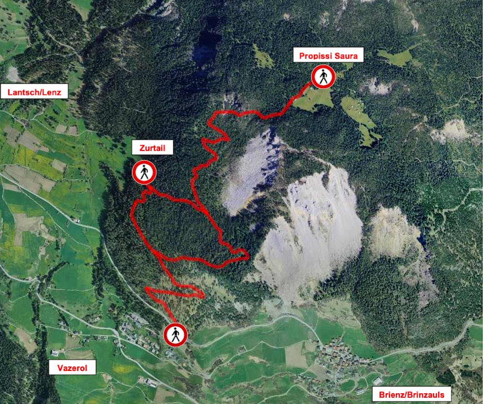 Wegen akuter Stein- und Blockschlaggefahr bleiben drei Wanderrouten im Rutschgebiet bis auf Weiteres gesperrt.