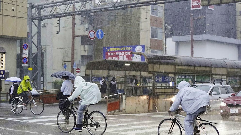 Pluies torrentielles sur la région de Kochi, au sud-est du Japon.
