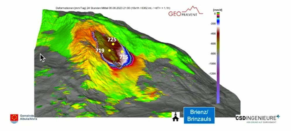 Die «Insel»: der dunkle Flecken in der oberen Hälfte des Hanges.