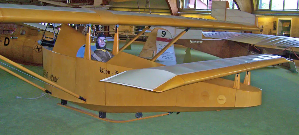 Nachbau der RRG Ente von Alexander Lippisch im Deutschen Segelflug-Museum auf der Wasserkuppe.