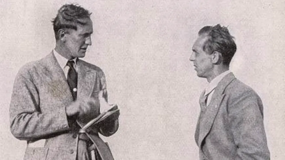 Franz Stamer (links) und Alexander Lippisch 1933 auf der Wasserkuppe.