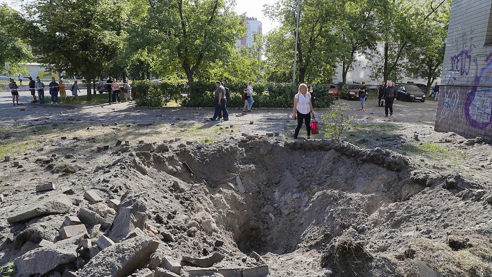 L'impact d'un missile à Kiev: vendredi à la mi-journée, toute l'Ukraine est en était d'alerte anti-aérienne (Photo prétexte).