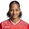 Portrait von Aurelie Csillag, Spielerin der Schweizer Fussballnationalmannschaft der Frauen, fotografiert am Dienstag, 4. April 2023 in Pfaeffikon, Schwyz. (KEYSTONE/Gaetan Bally)