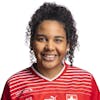 Portrait von Ella Touon, Spielerin der Schweizer Fussballnationalmannschaft der Frauen, fotografiert am Dienstag, 4. April 2023 in Pfaeffikon, Schwyz. (KEYSTONE/Gaetan Bally)