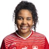 Portrait von Ella Touon, Spielerin der Schweizer Fussballnationalmannschaft der Frauen, fotografiert am Dienstag, 4. April 2023 in Pfaeffikon, Schwyz. (KEYSTONE/Gaetan Bally)