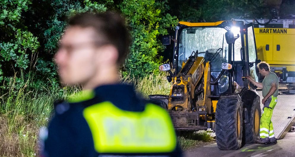 The stricken excavator will be towed away on Saturday.