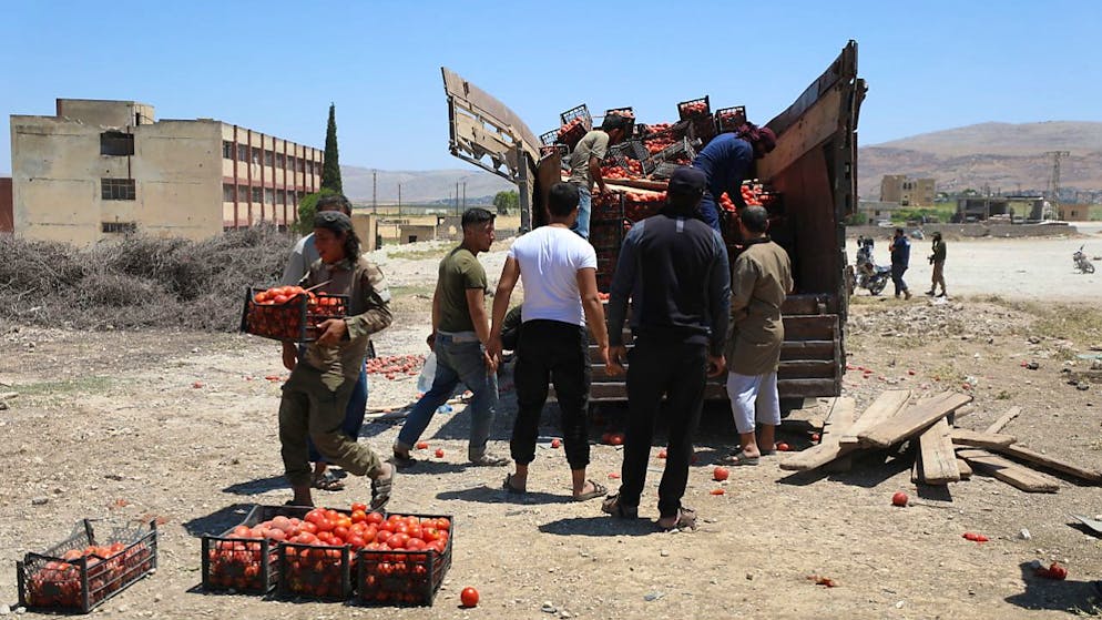Neuf victimes ont notamment été tuées dimanche par des frappes russes sur un marché de fruits et légumes, l'attaque la plus meurtrière de l'année, selon l'OSDH.