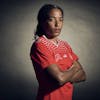 Switzerland's Eseosa Aigbogun poses for a portrait during a training camp of the Swiss women's national football team on Thursday, June 29, 2023 at the Grand Hotel des Bains in Yverdon, Switzerland. The Swiss team will take part in the Women's World Cup in Australia and New Zealand from 20 July to 20 August. (KEYSTONE/Gabriel Monnet)