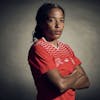 Switzerland's Eseosa Aigbogun poses for a portrait during a training camp of the Swiss women's national football team on Thursday, June 29, 2023 at the Grand Hotel des Bains in Yverdon, Switzerland. The Swiss team will take part in the Women's World Cup in Australia and New Zealand from 20 July to 20 August. (KEYSTONE/Gabriel Monnet)