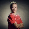 Switzerland's Nadine Riesen poses for a portrait during a training camp of the Swiss women's national football team on Thursday, June 29, 2023 at the Grand Hotel des Bains in Yverdon, Switzerland. The Swiss team will take part in the Women's World Cup in Australia and New Zealand from 20 July to 20 August. (KEYSTONE/Gabriel Monnet)