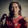 Switzerland's Lara Marti poses for a portrait during a training camp of the Swiss women's national football team on Thursday, June 29, 2023 at the Grand Hotel des Bains in Yverdon, Switzerland. The Swiss team will take part in the Women's World Cup in Australia and New Zealand from 20 July to 20 August. (KEYSTONE/Gabriel Monnet)
