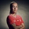 Switzerland's Lia Waelti poses for a portrait during a training camp of the Swiss women's national football team on Thursday, June 29, 2023 at the Grand Hotel des Bains in Yverdon, Switzerland. The Swiss team will take part in the Women's World Cup in Australia and New Zealand from 20 July to 20 August. (KEYSTONE/Gabriel Monnet)