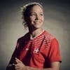 Switzerland's Luana Buehler poses for a portrait during a training camp of the Swiss women's national football team on Thursday, June 29, 2023 at the Grand Hotel des Bains in Yverdon, Switzerland. The Swiss team will take part in the Women's World Cup in Australia and New Zealand from 20 July to 20 August. (KEYSTONE/Gabriel Monnet)