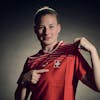 Switzerland's Julia Stierli poses for a portrait during a training camp of the Swiss women's national football team on Thursday, June 29, 2023 at the Grand Hotel des Bains in Yverdon, Switzerland. The Swiss team will take part in the Women's World Cup in Australia and New Zealand from 20 July to 20 August. (KEYSTONE/Gabriel Monnet)