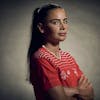 Switzerland's Meriame Terchoun poses for a portrait during a training camp of the Swiss women's national football team on Thursday, June 29, 2023 at the Grand Hotel des Bains in Yverdon, Switzerland. The Swiss team will take part in the Women's World Cup in Australia and New Zealand from 20 July to 20 August. (KEYSTONE/Gabriel Monnet)