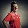 Switzerland's Seraina Piubel poses for a portrait during a training camp of the Swiss women's national football team on Thursday, June 29, 2023 at the Grand Hotel des Bains in Yverdon, Switzerland. The Swiss team will take part in the Women's World Cup in Australia and New Zealand from 20 July to 20 August. (KEYSTONE/Gabriel Monnet)