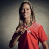 Switzerland's Viola Calligaris poses for a portrait during a training camp of the Swiss women's national football team on Thursday, June 29, 2023 at the Grand Hotel des Bains in Yverdon, Switzerland. The Swiss team will take part in the Women's World Cup in Australia and New Zealand from 20 July to 20 August. (KEYSTONE/Gabriel Monnet)