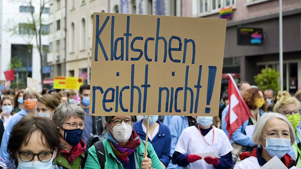 Der Kanton Basel-Stadt macht sich an die Umsetzung der Pflegeinitiative, für die hier im Mai 2021 demonstriert wurde.