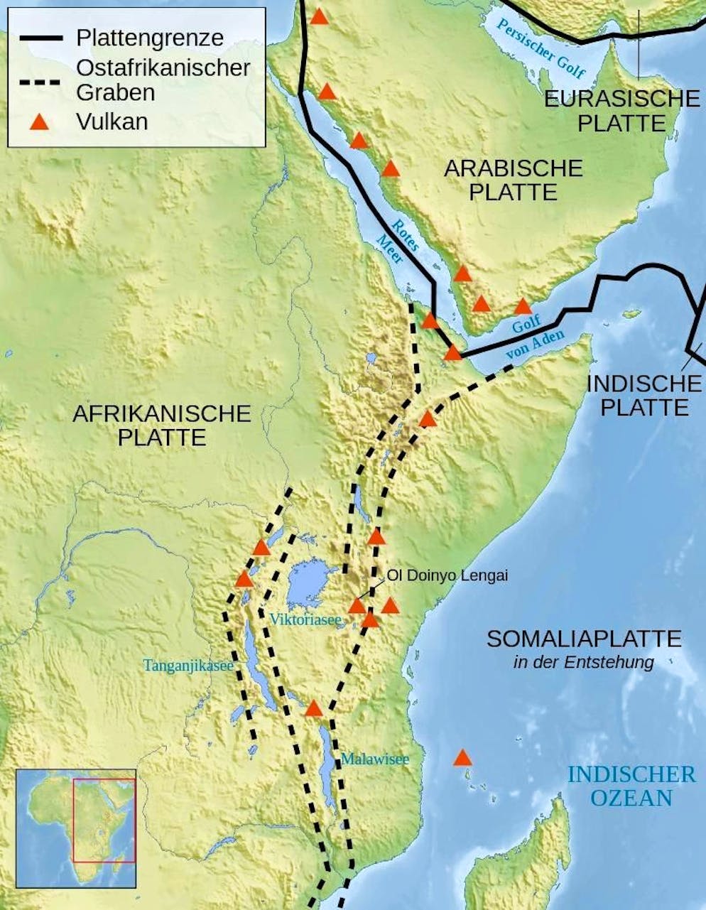 The route of the Great African Rift Valley.