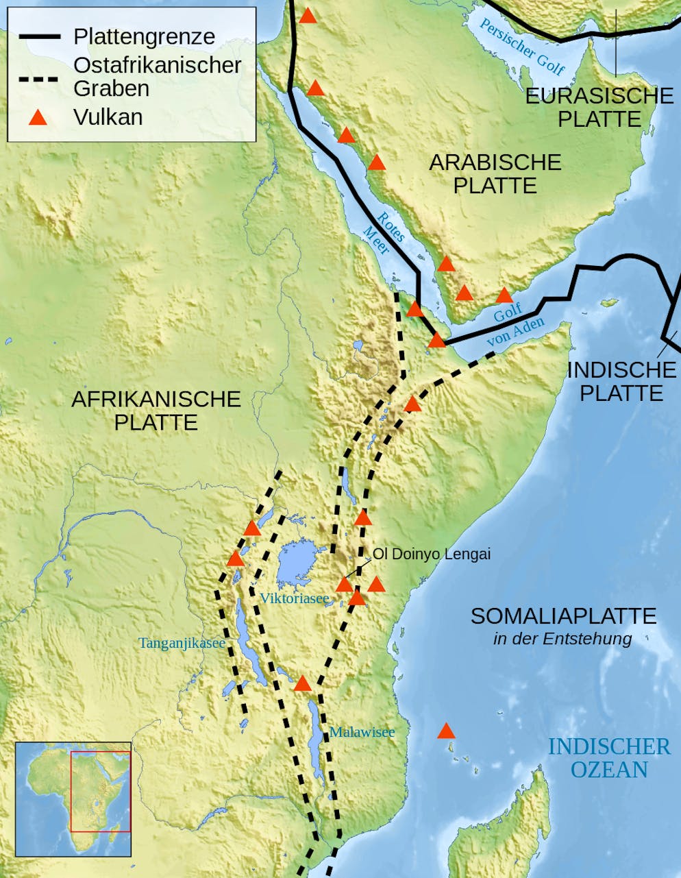 Il percorso della Great African Rift Valley.