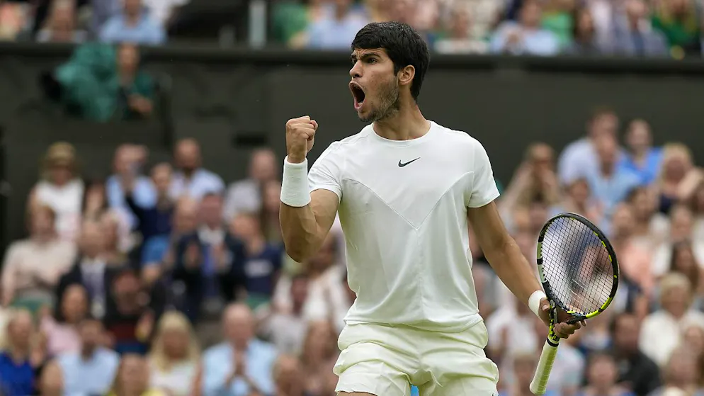 Kämpferisch wie immer top, spielerisch noch mit Luft nach oben: Carlos Alcaraz in Wimbledon.