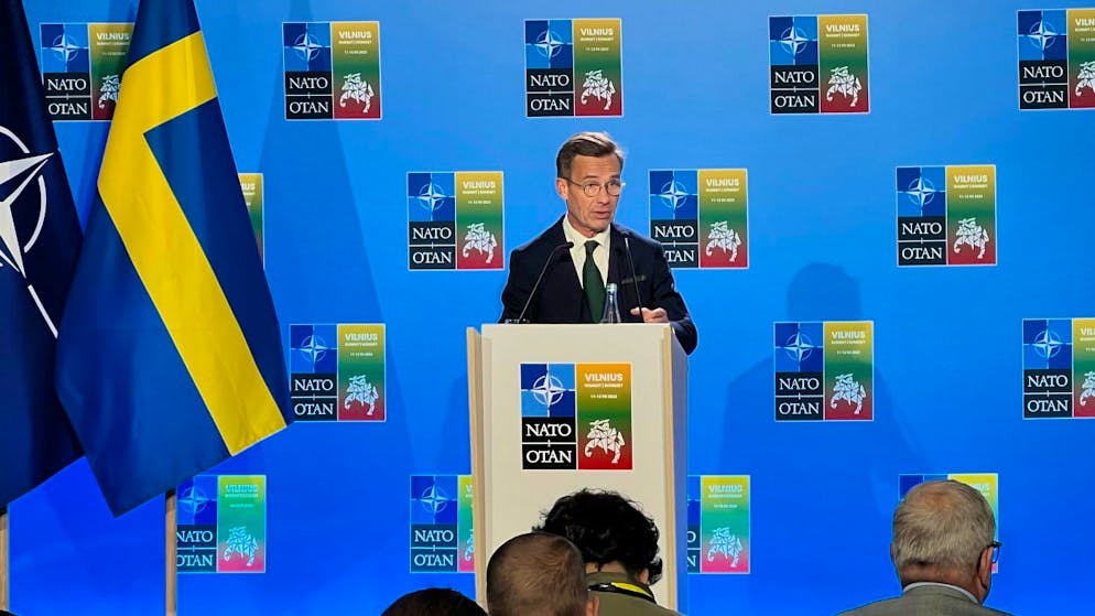 Schwedens Ministerpräsident Ulf Kristersson vor dem Nato-Gipfel in Vilnius. Foto: Sylvain Plazy/AP